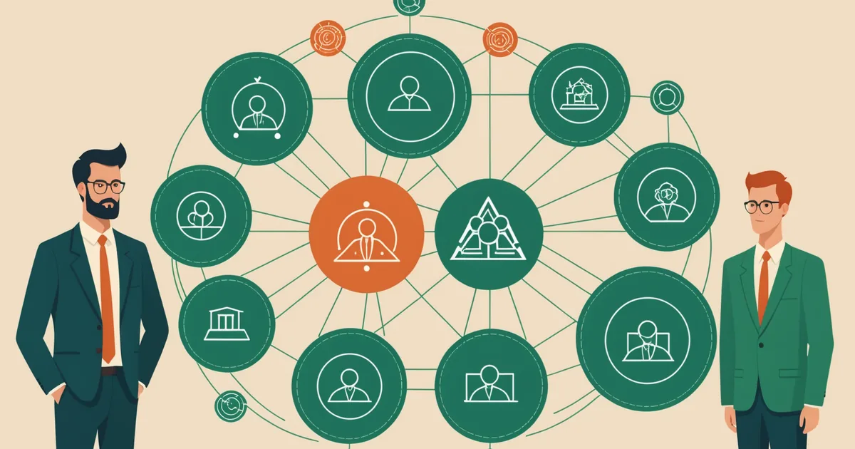 Illustration of an advisor at the centre of a spoke diagram