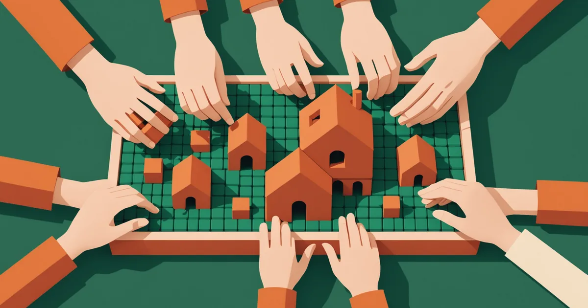 Abstract illustration of collective self-build housing concept